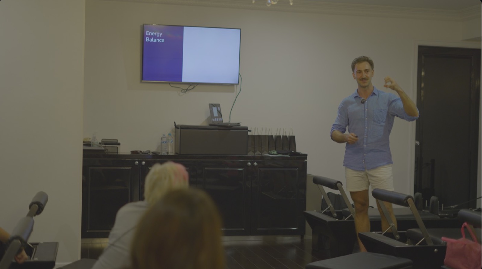Guy Leggett presenting in a linen shirt
